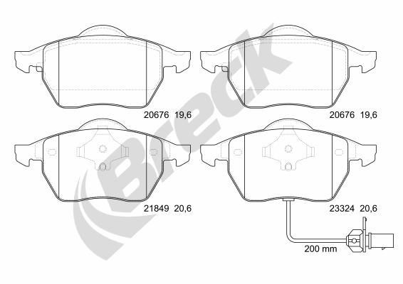 BRECK 21849 00 701 10 Brake pad set incl. wear warning contact, with integrated wear sensor, with accessories