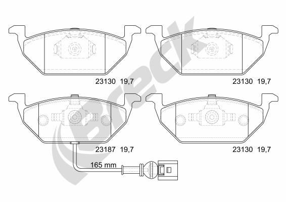 BRECK 23131 00 702 10 Brake pad set incl. wear warning contact, with integrated wear sensor, with accessories