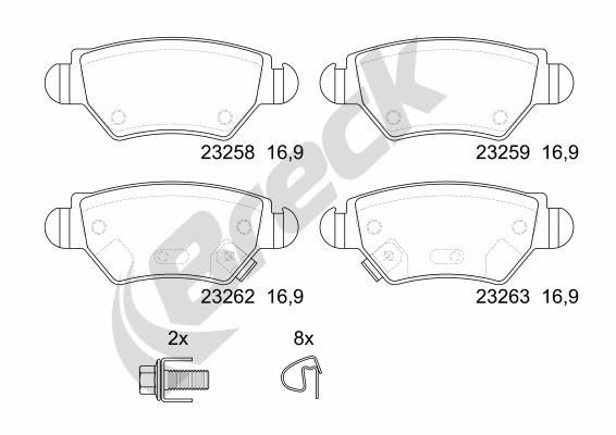 BRECK 23258 00 704 10 Brake pad set with accessories