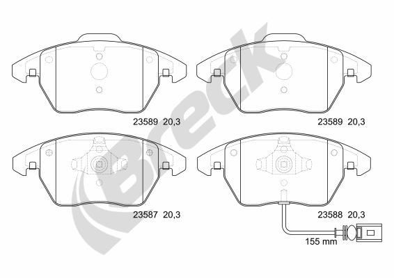 BRECK 23587 00 701 10 Brake pad set incl. wear warning contact, with integrated wear sensor, with accessories