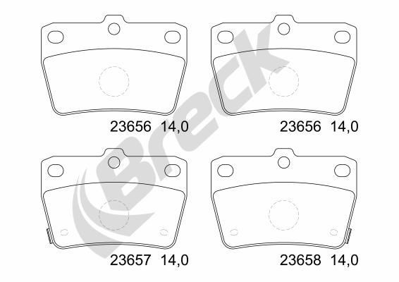 BRECK 23656 00 702 10 Brake pad set with acoustic wear warning, with accessories