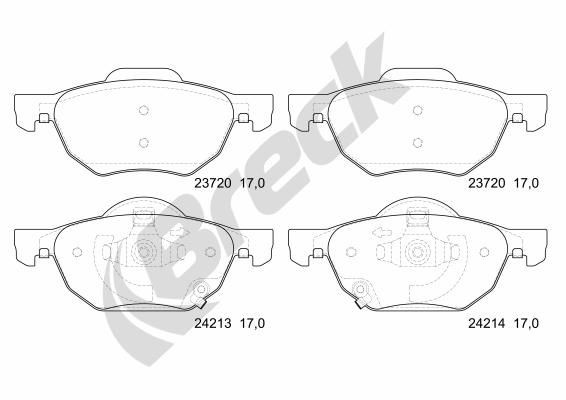 23720 00 701 10 BRECK Brake pad set HONDA with acoustic wear warning, with accessories