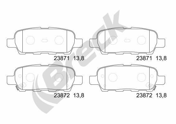 BRECK 23871 00 702 10 Brake pad set with acoustic wear warning, with accessories