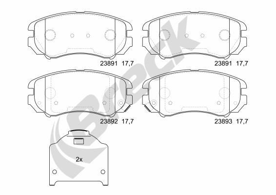 23891 00 701 10 BRECK Brake pad set HYUNDAI with acoustic wear warning, with accessories