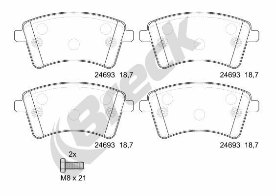 Renault 30 Set of brake pads 7873268 BRECK 24693 00 701 00 online buy