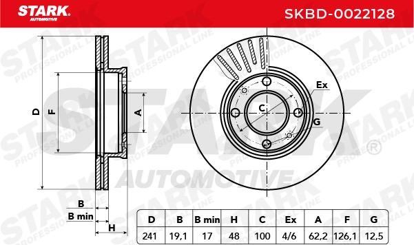 SKBD-0022128 Brake discs SKBD-0022128 STARK Front Axle, 241x19mm, 04/06x100, internally vented