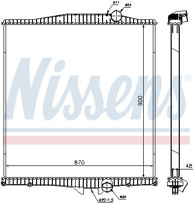 376774791 NISSENS Aluminium, 900 x 870 x 48 mm, without frame, Brazed cooling fins Radiator 654620 buy