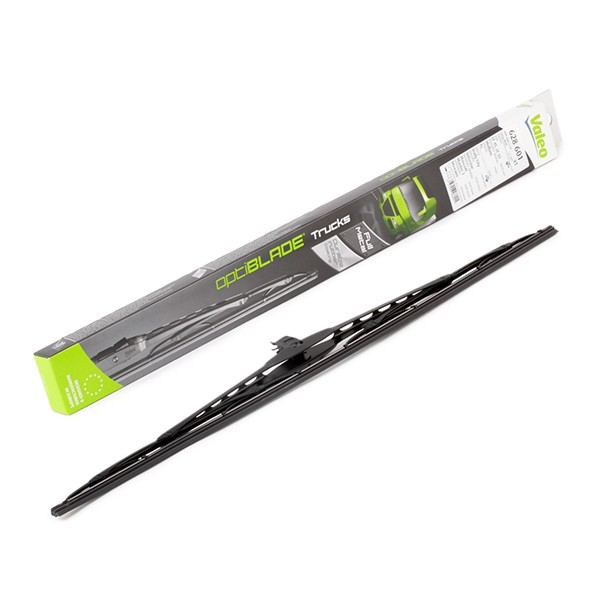 VALEO OPTIBLADE TRUCKS 600 mm both sides, Standard, for left-hand drive vehicles, 24 Inch , Hook fixing, with integrated washer fluid jet Left-/right-hand drive vehicles: for left-hand drive vehicles Wiper blades 628601 buy