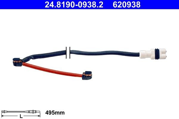 620938 ATE Length: 495mm Warning contact, brake pad wear 24.8190-0938.2 buy