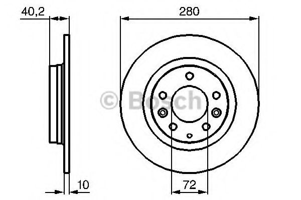 0986479B77 Brake discs BD2078 BOSCH 280x10mm, 5x114,3, solid, Coated