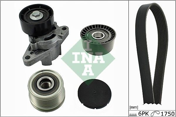 INA 529 0051 10 V-Ribbed Belt Set Pulleys: with freewheel belt pulley, Check alternator freewheel clutch & replace if necessary