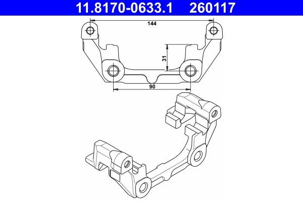 OEM-quality ATE 11.8170-0633.1 Brake caliper mounting bracket
