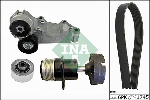 INA 529 0037 10 V-Ribbed Belt Set Pulleys: with freewheel belt pulley, Check alternator freewheel clutch & replace if necessary