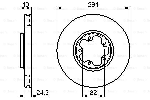 0986479B29 Brake discs BD2030 BOSCH 294x24,3mm, 5x100, Vented, internally vented, Coated