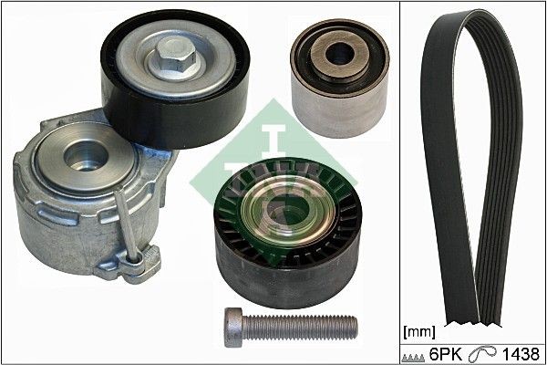 INA 529 0107 10 V-Ribbed Belt Set Check alternator freewheel clutch & replace if necessary