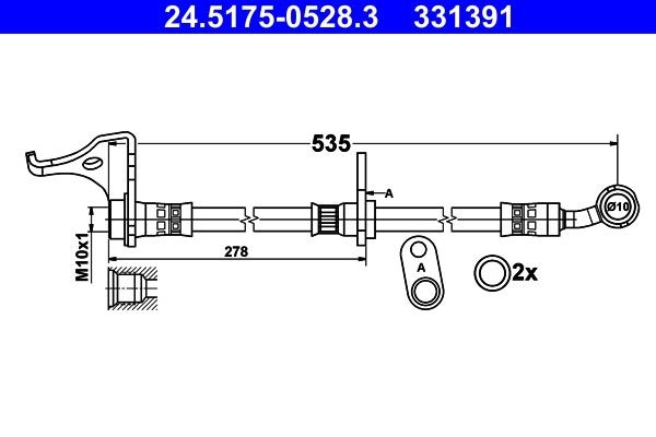 331391 ATE 535 mm, M10x1 Length: 535mm, Internal Thread: M10x1mm Brake line 24.5175-0528.3 buy