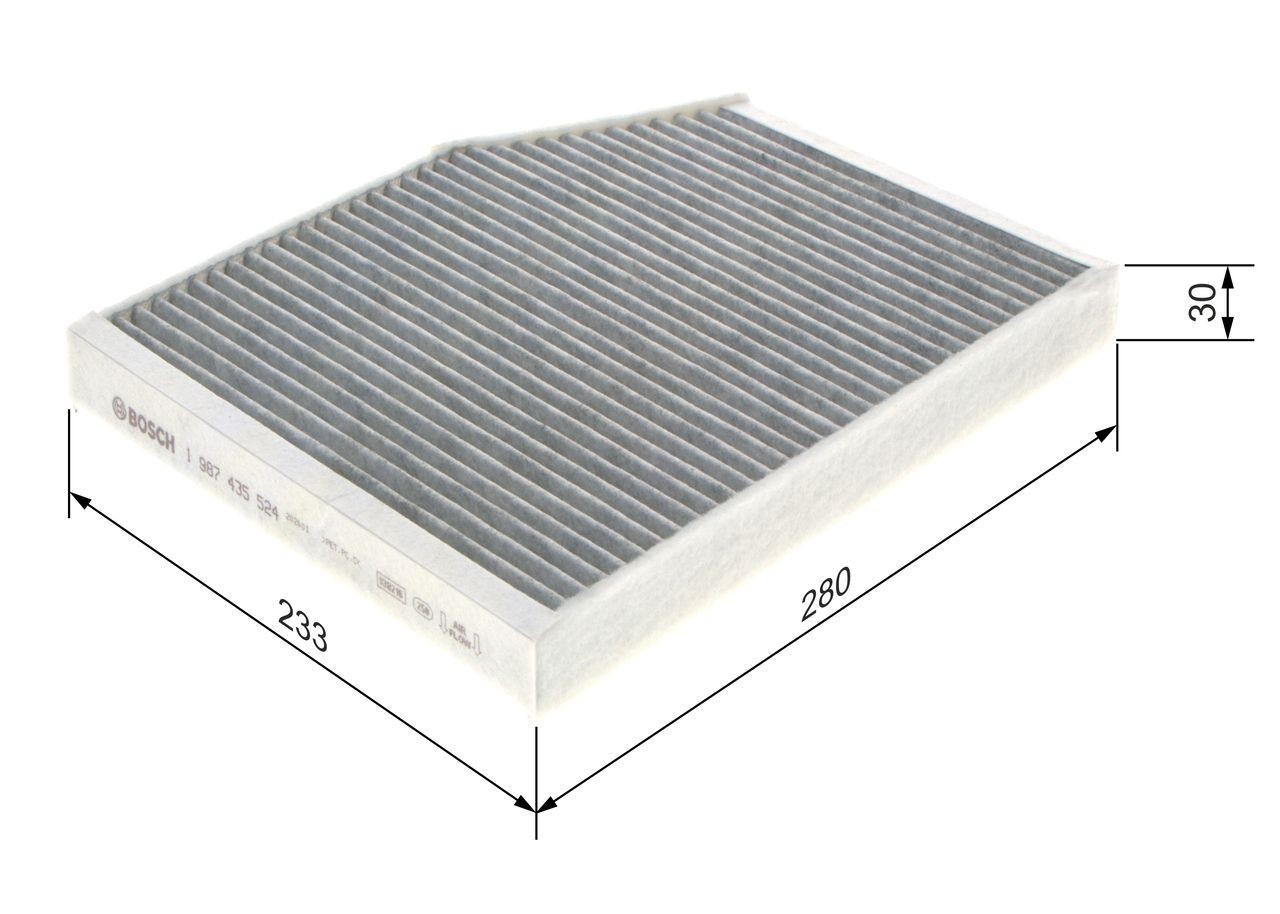 1987435524 Air con filter R 5524 BOSCH Activated Carbon Filter, 284 mm x 231 mm x 30 mm