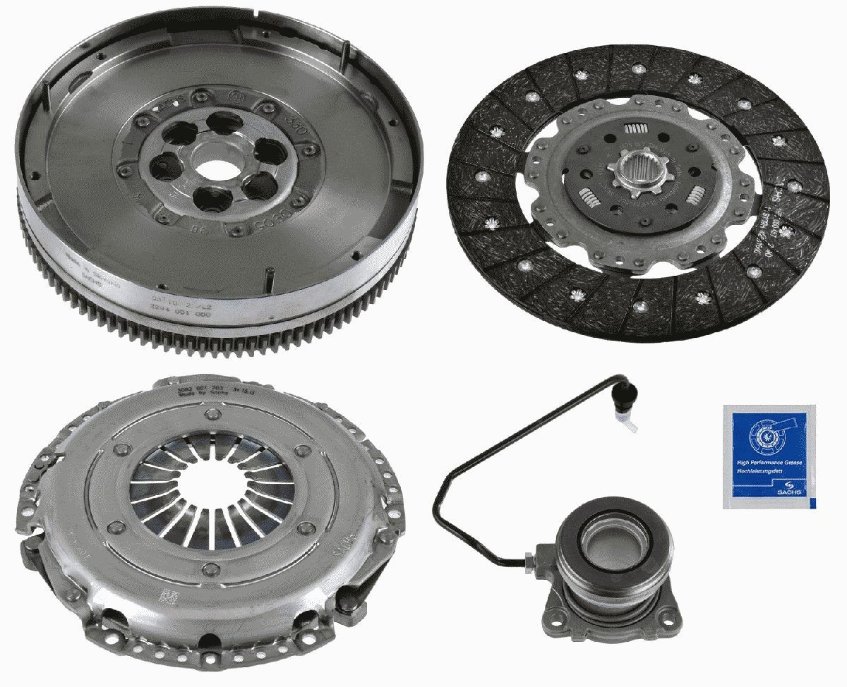 2290601076 Clutch set 2290 601 076 SACHS with central slave cylinder, with clutch pressure plate, with dual-mass flywheel, with clutch disc, without screw set, 240mm