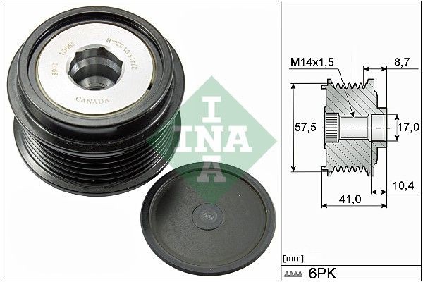 Original INA Alternator freewheel pulley 535 0282 10 for FORD GALAXY
