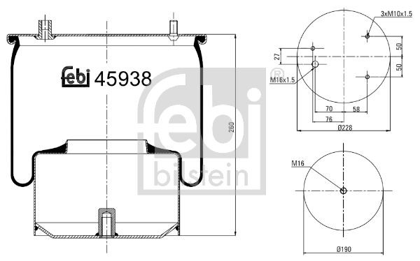FEBI BILSTEIN 45938 Federbalg, Luftfederung für DAF XF 95 LKW in Original Qualität
