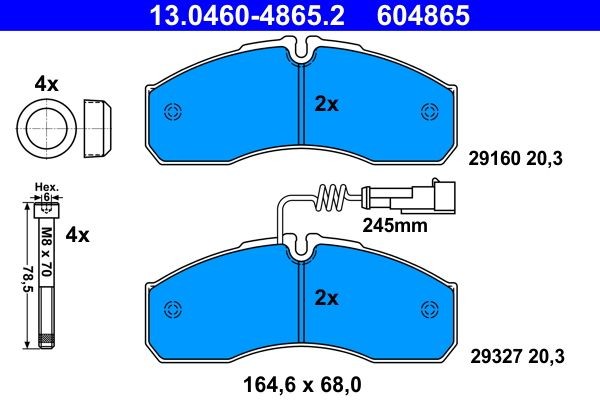 ATE Brake pad kit 13.0460-4865.2 for NISSAN CABSTAR E, NT400
