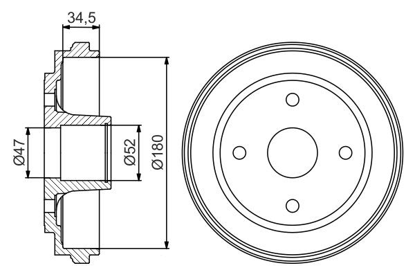 DB333 BOSCH with wheel bearing, 208mm, Rear Axle Drum Brake 0 986 477 263 buy