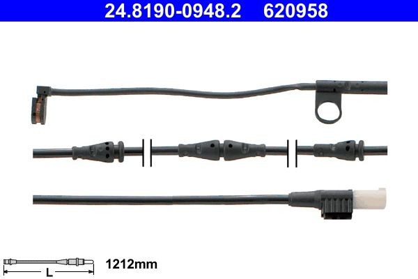620948 ATE Length: 1212mm Warning contact, brake pad wear 24.8190-0948.2 buy