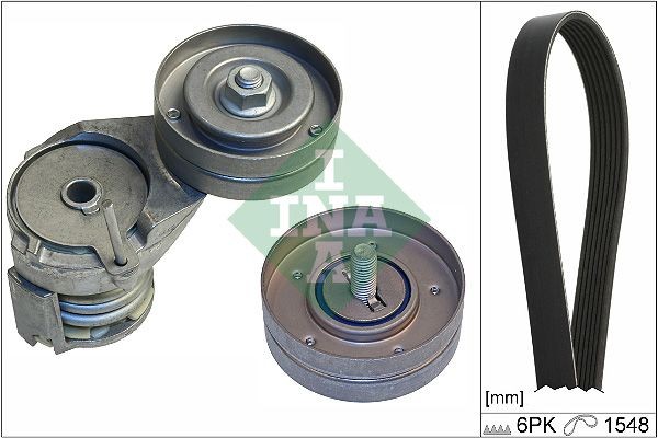 INA 529 0108 10 V-Ribbed Belt Set Check alternator freewheel clutch & replace if necessary