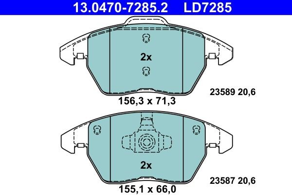 13.0470-7285.2 Set of brake pads 13.0470-7285.2 ATE not prepared for wear indicator, excl. wear warning contact