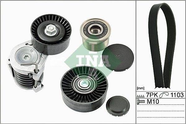 INA Pulleys: with freewheel belt pulley, Check alternator freewheel clutch & replace if necessary Length: 1103mm, Number of ribs: 7 Serpentine belt kit 529 0064 10 buy