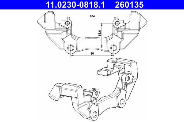 original Focus C-Max (DM2) Caliper bracket rear left right ATE 11.0230-0818.1
