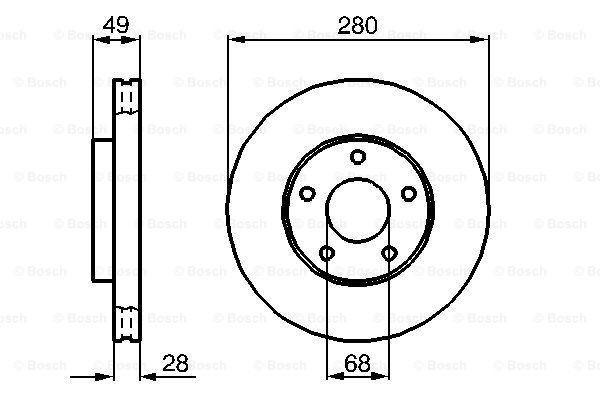 0986479B61 Brake discs BD2062 BOSCH 280x28mm, 5x114,3, Vented, internally vented, Coated