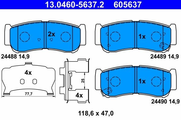 ATE Brake pad kit 13.0460-5637.2 for HYUNDAI H-1