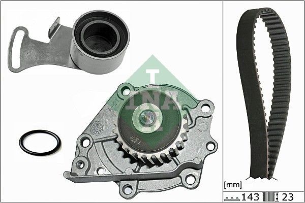 INA 530 0242 30 Water pump and timing belt kit with water pump, Width 1: 23 mm
