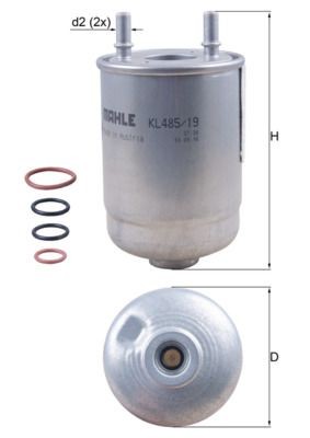 MAHLE ORIGINAL KL 485/19D Fuel filter In-Line Filter, 10mm, 10,0mm