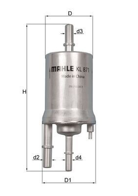 72340751 MAHLE ORIGINAL In-Line Filter, 10mm, 9,9mm Height: 168,3mm Inline fuel filter KL 871 buy