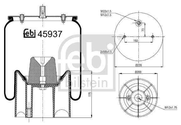 FEBI BILSTEIN Boot, air suspension 45937 Opel ASTRA 2015