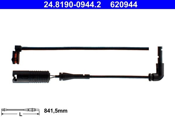620944 ATE Length: 841,5mm Warning contact, brake pad wear 24.8190-0944.2 buy