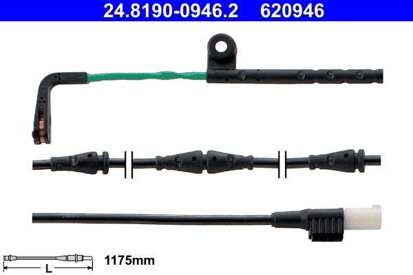 620946 ATE Length: 1175mm Warning contact, brake pad wear 24.8190-0946.2 buy