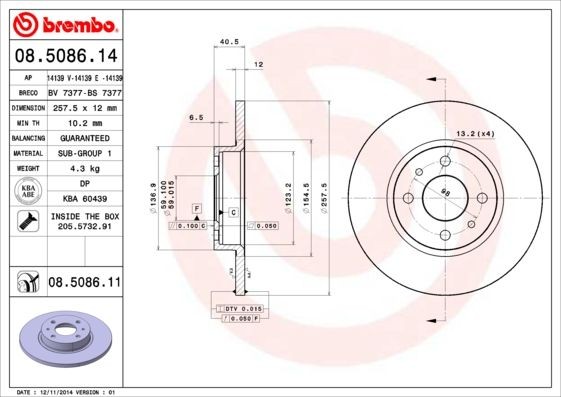 BREMBO Brake discs 08.5086.11 buy online