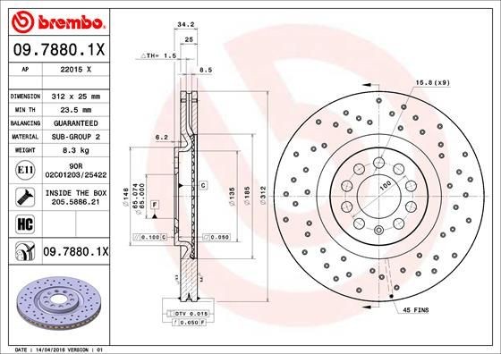 OEM-quality BREMBO 09.7880.1X Brake rotor