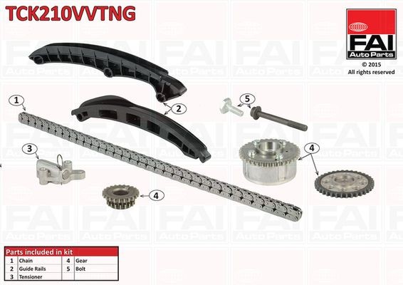 FAI AutoParts TCK210VVTNG Timing chain kit with gears, without gaskets/seals, Simplex, Low-noise chain