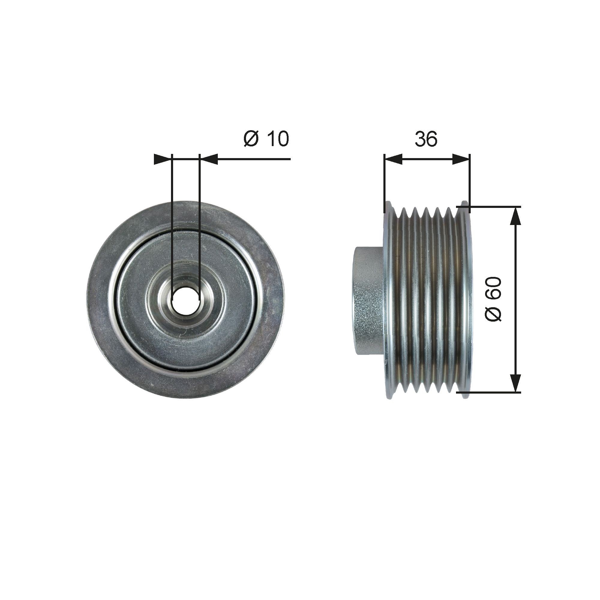 GATES T36753 Deflection / Guide Pulley, v-ribbed belt PowerGrip™, with grooves