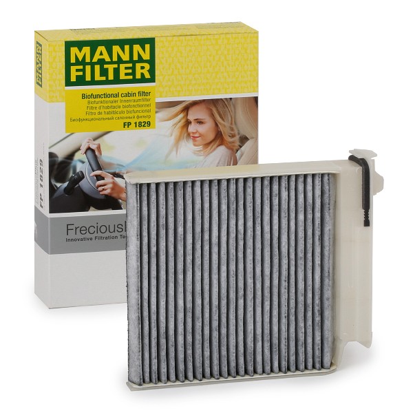 FP 1829 MANN-FILTER Pollen filter DACIA Activated Carbon Filter with polyphenol, with antibacterial action, Particulate filter (PM 2.5), with fungicidal effect, Activated Carbon Filter, 185 mm x 180 mm x 28 mm, FreciousPlus