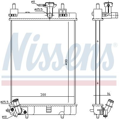 617554 Radiator 617554 NISSENS Aluminium, 400 x 298 x 16 mm, without gasket/seal, without expansion tank, without frame, Brazed cooling fins