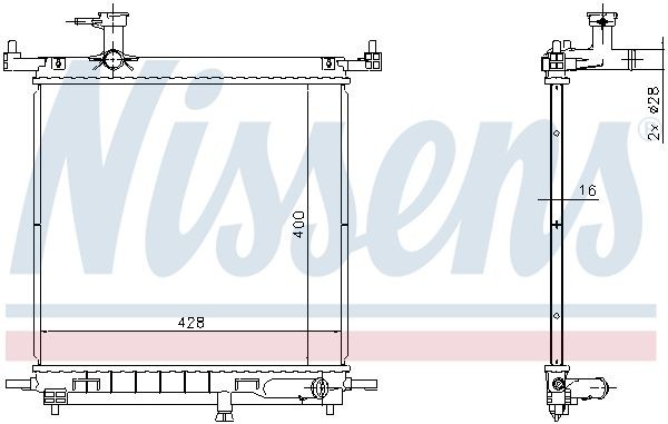 68770 Radiator 68770 NISSENS Aluminium, 400 x 428 x 16 mm, without gasket/seal, without expansion tank, without frame, Brazed cooling fins