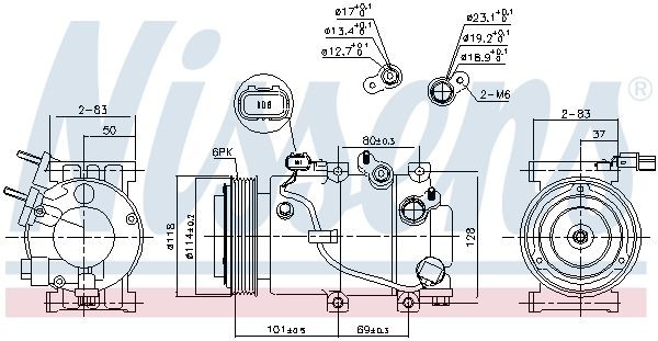 890174 Compressor, air conditioning 890174 NISSENS VS16, 12V, PAG 46, R 134a