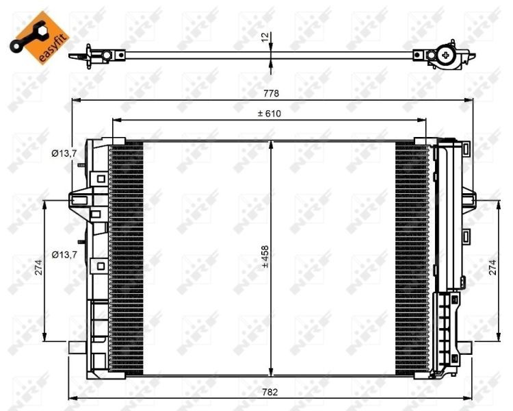 NRF Quality Grade: Easy Fit EASY FIT 350081 AC condenser MERCEDES-BENZ B-Class (W246, W242) Electric drive / B 250 e 180 hp Electric 2017 price