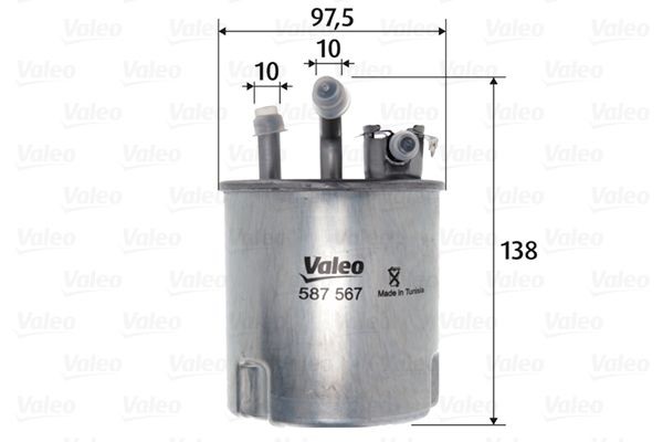 VALEO 587567 Fuel filter In-Line Filter, 10mm, 10mm