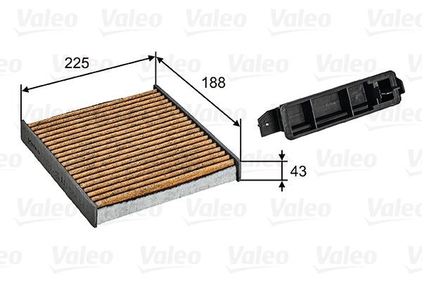 VALEO Activated Carbon Filter with polyphenol, with fungicidal effect, with anti-allergic effect, 188 mm x 225 mm x 43 mm, CLIMFILTER SUPREME Width: 225mm, Height: 43mm, Length: 188mm Cabin filter 701030 buy
